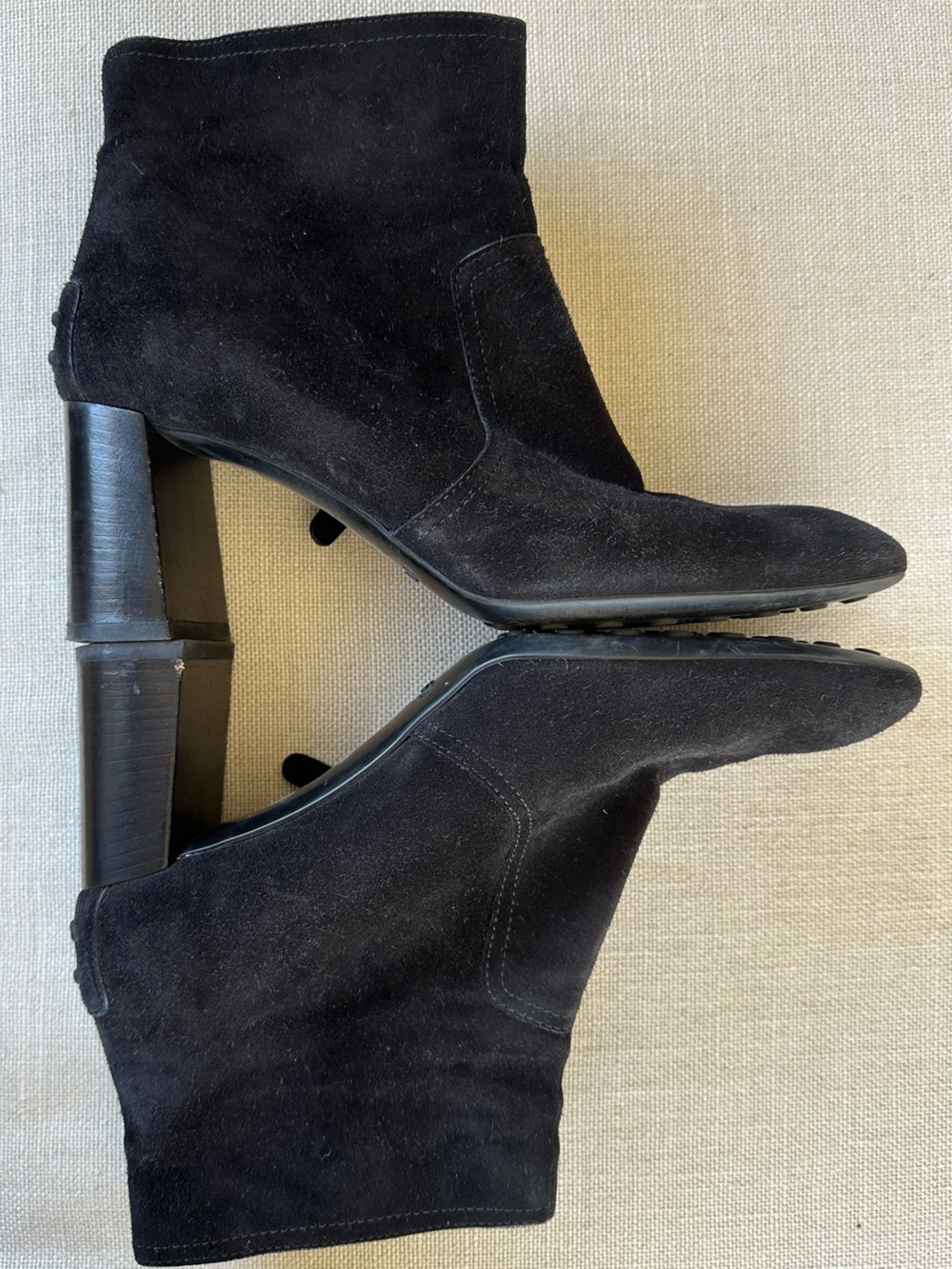 Tod's Gomma Tronchetto Suede Ankle Boots Booties Black  40.5 - Picture 8 of 15